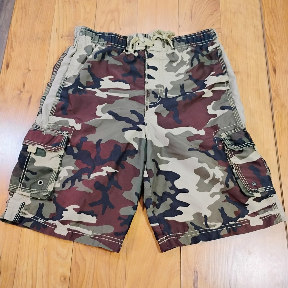 Boy's XL Camo Unbranded Swim Trunks Board Shorts Pockets Drawstring